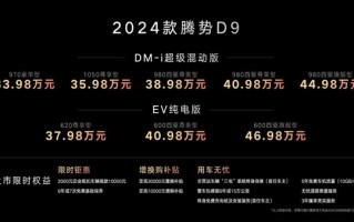 34万起！2024款腾势D9来了 上市12小时大定1.1万台 ！