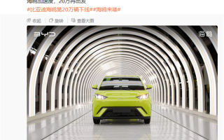 比亚迪海鸥第20万台正式下线：累计销量超过18万台 ！