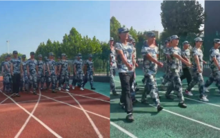 军训顺拐同学们组成了方队！网友们见状纷纷表示：你别说，走得还挺整齐的 ！