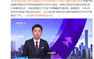全球经历有记录以来最热2月 已连续九个月创下最高气温纪录 ！