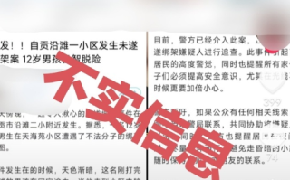 四川自贡一男孩在小区遇绑架脱险?警方辟谣：确认系不实信息 ！
