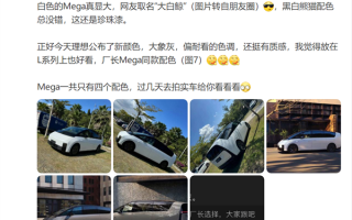 博主晒理想Mega黑白配色实车照片：直呼真显大！ 