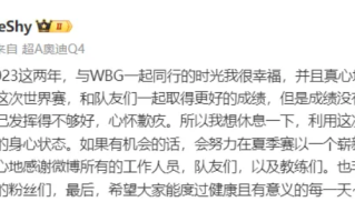 WBG宣布TheShy离队：TheShy说如果有机会，夏季赛会和大家再见面 ！