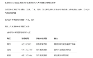 多地暂停汽车置换补贴 工作人员：下半年或重新开放 ！