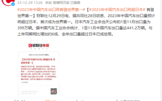 华系车崛起！中国首超日本：2023年汽车出口量登顶全球第一 ！