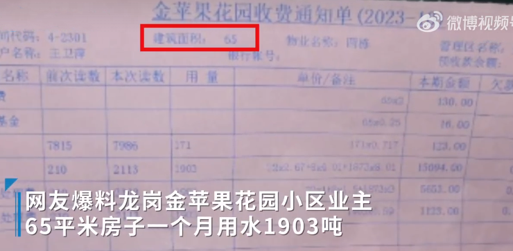 深圳一业主称60平房子月用水1903吨：业主调侃可以上世界吉尼斯纪录了 ！-第1张图片