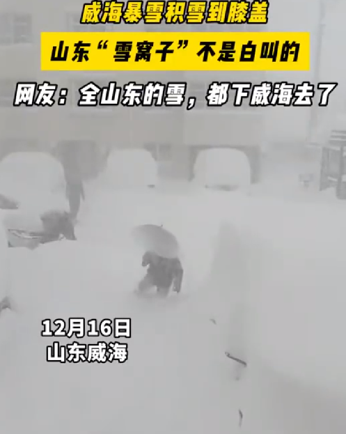 山东威海暴雪积雪厚度惊呆网友 ！​网友：山东“雪窝子”不是白叫的 ！ -第1张图片