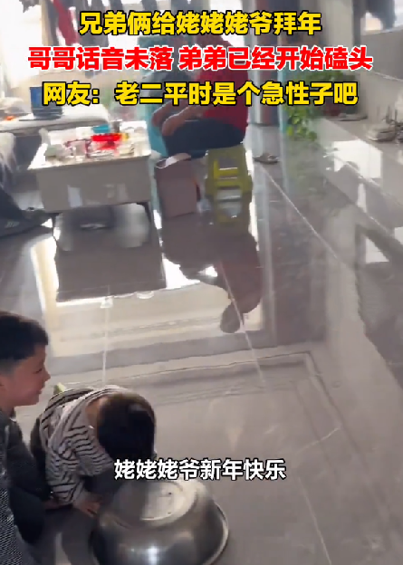 兄弟俩拜年磕头咣咣响：把盆干报废 ！-图1